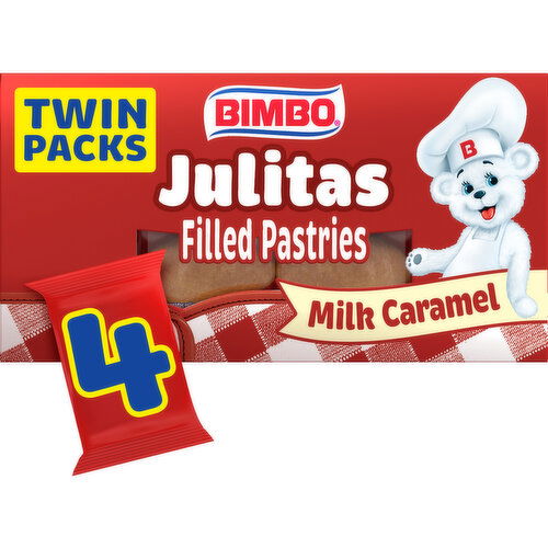 Bimbo Milk Caramel Filled Pastries, 4 twin packs, 11.28 oz