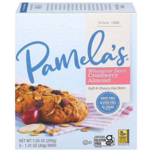 Pamela's Oat Bars, Soft & Chewy, Cranberry Almonds