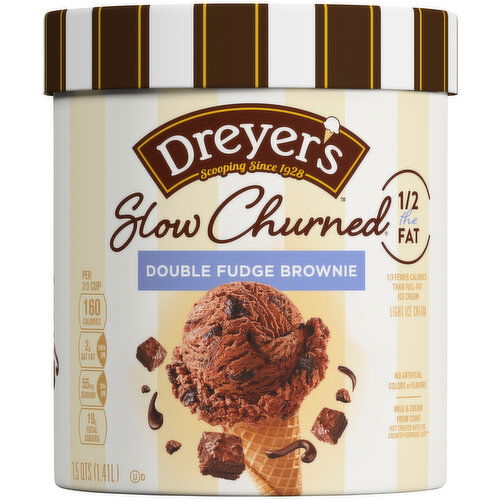 Dreyer's Ice Cream, Double Fudge Brownie, Light