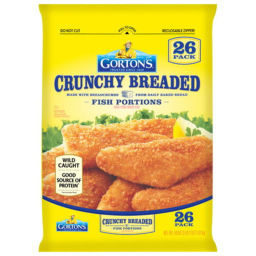 Gorton's Fish Portions, Breaded, Crunchy, 26 Pack