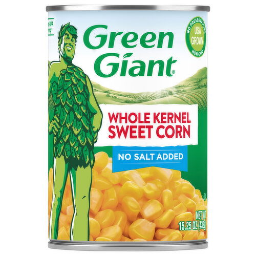 Green Giant Sweet Corn, No Salt Added, Whole Kernel