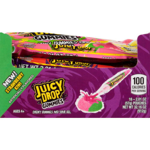Juicy Drop Pop Gummies, Strawberry Kiwi