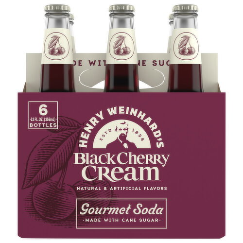 Henry Weinhard's Gourmet Soda, Black Cherry Cream, 6 Pack