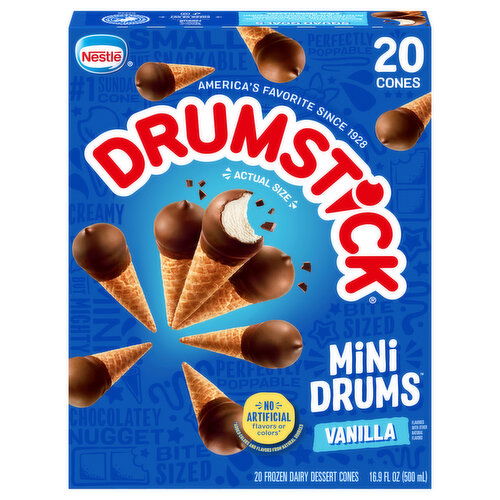 Drumstick Mini Drums Vanilla Frozen Dairy Dessert Cones