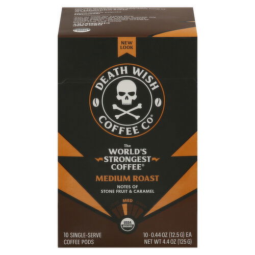 Death Wish Coffee Co Coffee, Medium Roast, Single Serve Pods