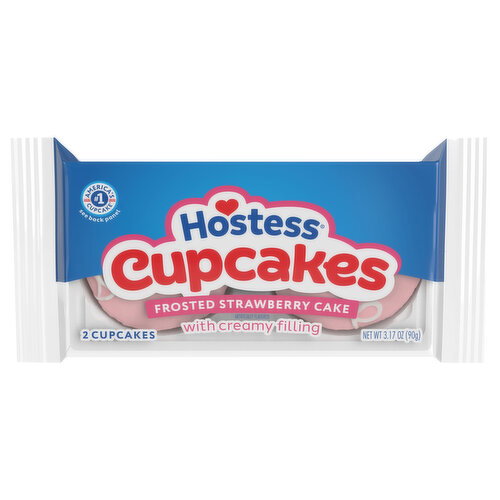 Hostess Frosted Strawberry Cupcakes with Creamy Filling