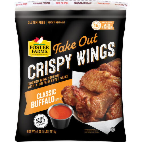 Foster Farms Take Out Classic Buffalo Crispy Chicken Wings, Frozen Image 1 of 11
