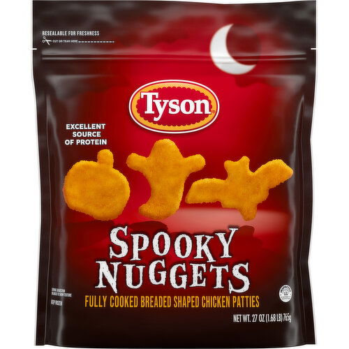 Tyson Fully Cooked Spooky Nuggets Breaded Shaped Chicken Patties, 27 oz Bag