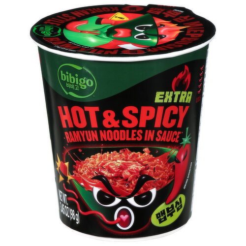 Bibigo Extra Hot & Spicy Ramyun Noodles in Sauce Image 1 of 6