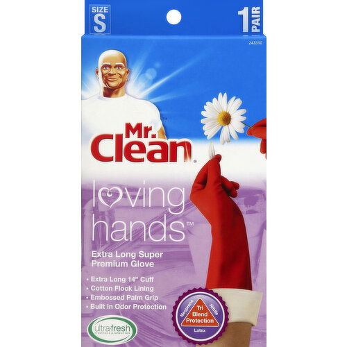 Mr. Clean Gloves, Super Premium, Extra Long, Size S