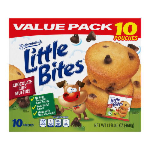 Entenmann's Shelf-Stable Chocolate Chip Mini Muffins, Value Pack, 10 packs, 16.5 oz