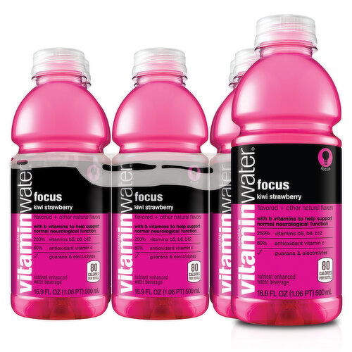 Vitaminwater Water Beverage, Kiwi Strawberry, Focus