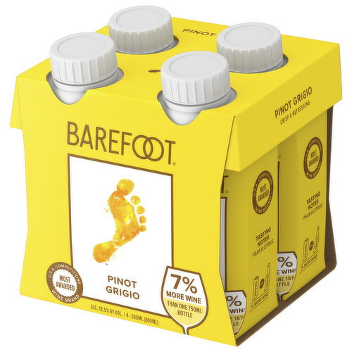 Barefoot Cellars Pinot Grigio White Wine Tetra 4pk Image 1 of 8