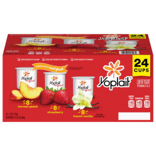 Yoplait Low Fat Harvest Peach/Strawberry/French Vanilla Yogurt