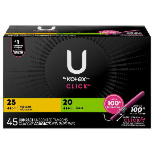 U by Kotex Tampons, Regular/Super, Compact, Unscented