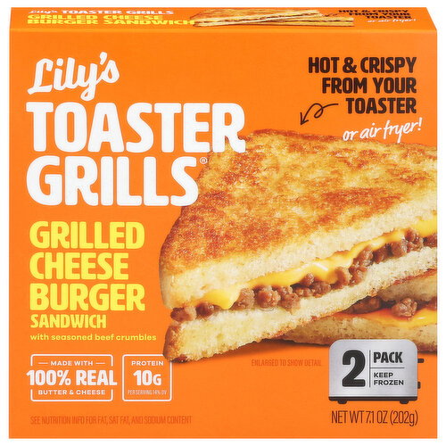 Lily's Toaster Grills Grilled Cheese Burger Sandwich with Seasoned Beef Crumbles Image 1 of 6