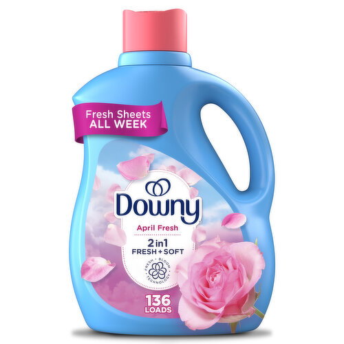Downy Soft, 2 in 1 Soft and Fresh Liquid Fabric Softener, April Fresh, 136 Loads Image 1 of 6