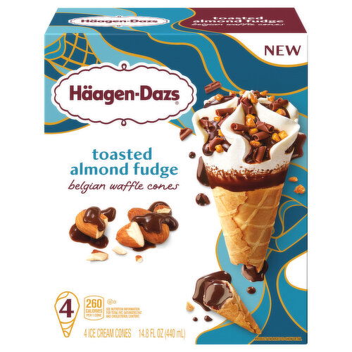 Haagen-Dazs Belgian Waffle Cones, Toasted Almond Fudge