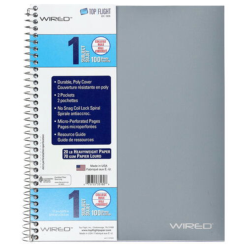 Top Flight 100 Sheets 1 Subject College Rule Notebook