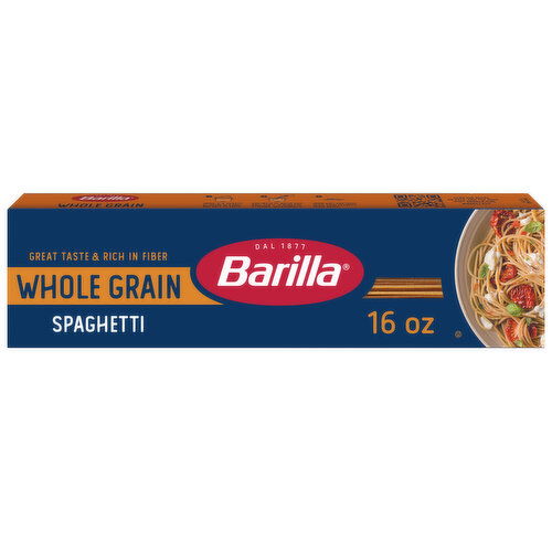 Barilla Whole Grain Spaghetti - Non-GMO Pasta Made With 100% Whole Grain Durum Wheat - Great Source of Fiber