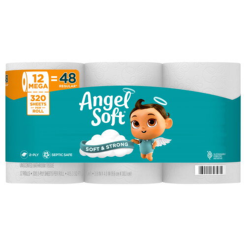 Angel Soft 2-Ply Unscented Mega Rolls Bathroom Tissue Image 1 of 4
