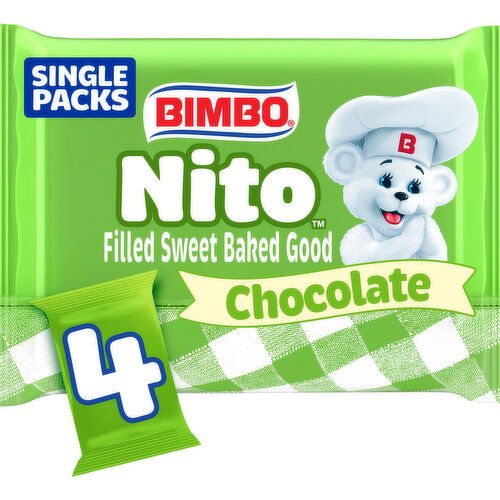 Bimbo Chocolate Crème Filled Sweet Baked Good, 4 packs, 8.76 oz