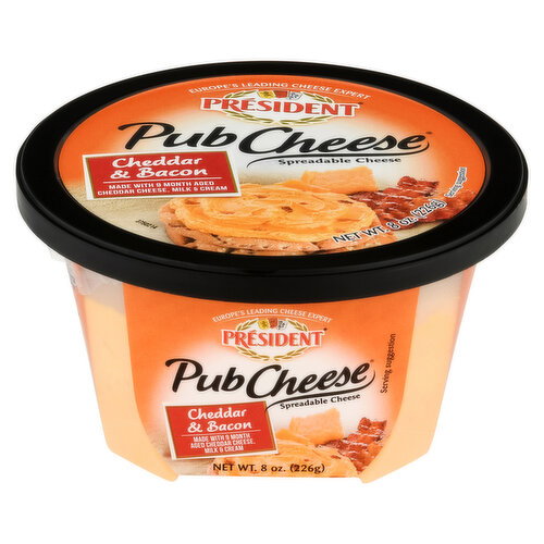 President Spreadable Cheese, Cheddar & Bacon