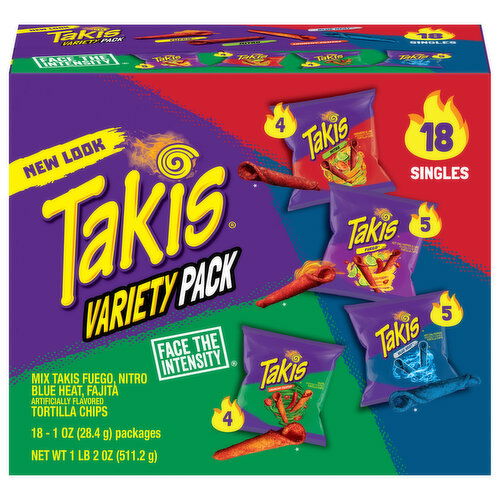 Takis Tortilla Chips, Mix Takis Fuego/Nitro Blue Heat/Fajita, Variety Pack