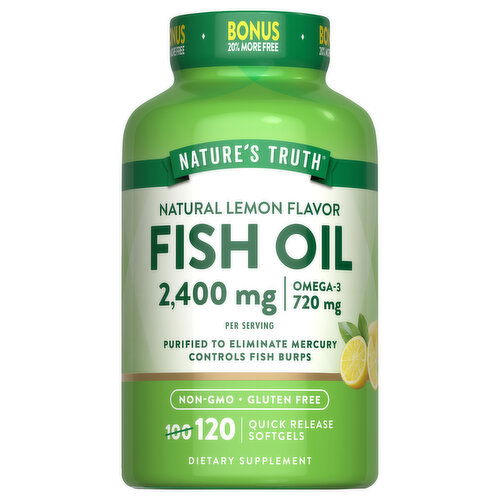 Nature's Truth Natural Lemon Flavor Softgels 2400 mg Fish Oil