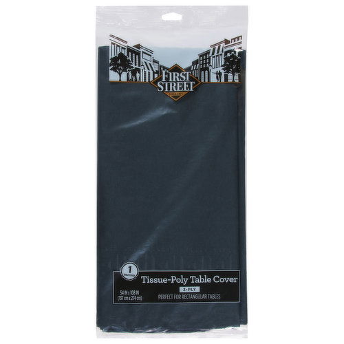 First Street Table Cover, Tissue-Poly, Black Velvet, 3-Ply