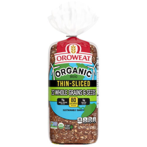 Oroweat Organic 22 Whole Grains & Seeds Seeded Thin Sliced Bread, 20 oz Image 1 of 11