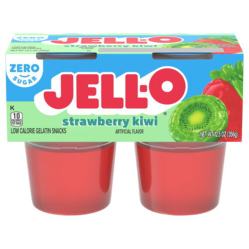 Jell-O Gelatin Snacks, Low Calorie, Zero Sugar, Strawberry Kiwi