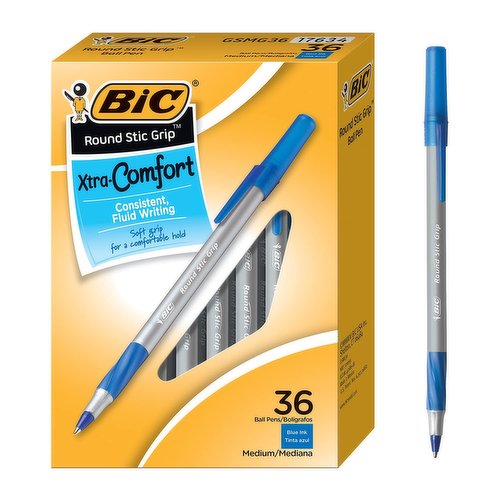 BIC Round Stic Grip Pen Medium Blue