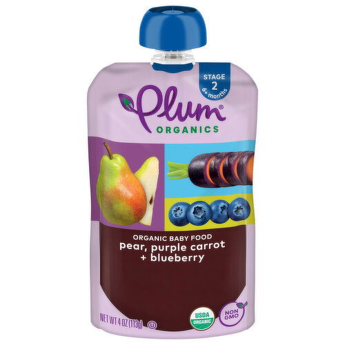 Plum Organics Stage 2 Organic Baby Food Pear, Purple Carrot + Blueberry