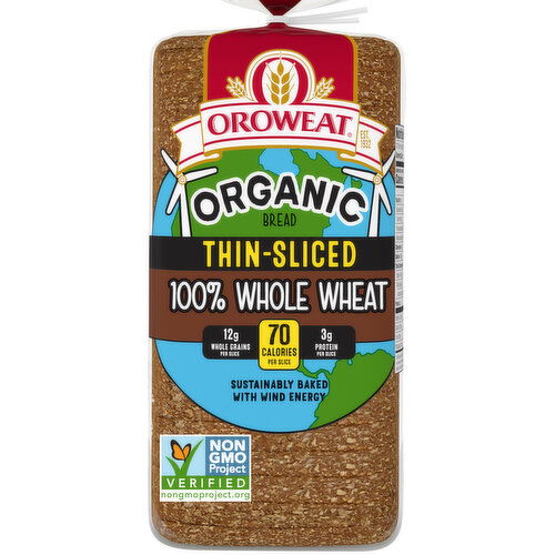 Oroweat Organic Whole Wheat Thin Sliced Bread, 20 oz
