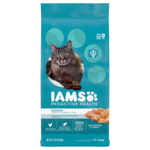 IAMS Cat Nutrition, Premium, Indoor, Weight & Hairball Care, Adult 1+ Years