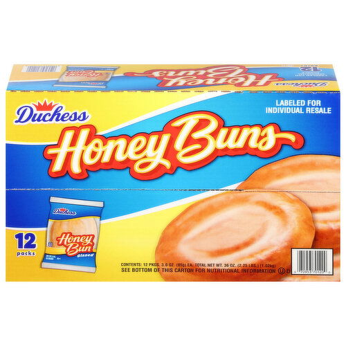 Duchess Buns, Honey, 12 Packs