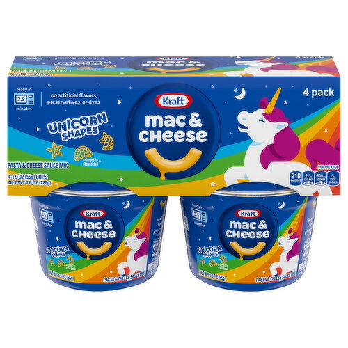 Kraft Mac & Cheese, Unicorn Shapes, 4 Pack