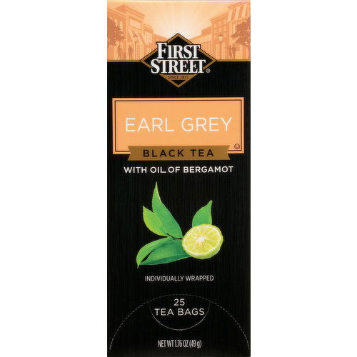 First Street Black Tea, Earl Grey, Bags