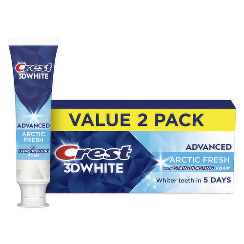 Crest 3D White Advanced Toothpaste, Arctic Fresh, 2 Pack