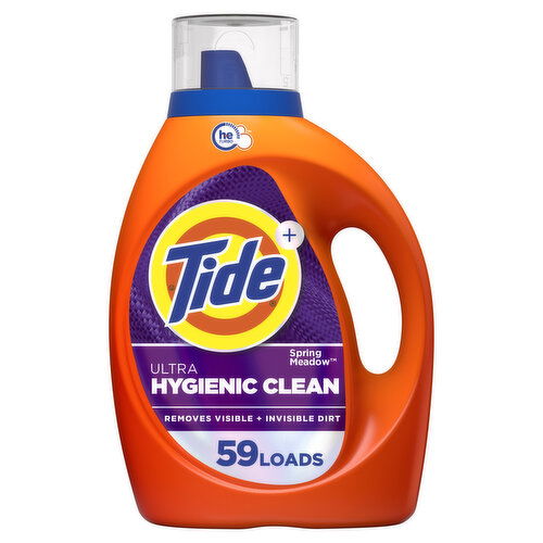 Tide Ultra Hygienic Clean Liquid Laundry Detergent, Spring Meadow Scent, 59 Loads