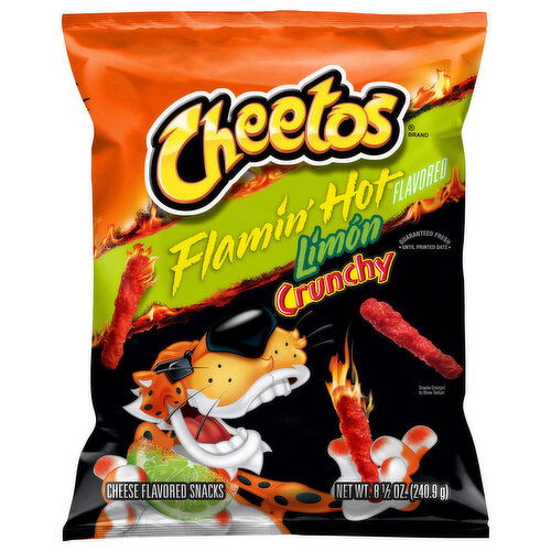 Cheetos Cheese Flavored Snack, Flamin' Hot, Limon, Crunchy