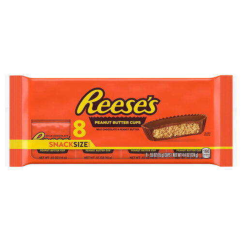 Reese's Peanut Butter Cups, Milk Chocolate & Peanut Butter, Snack Size Cups