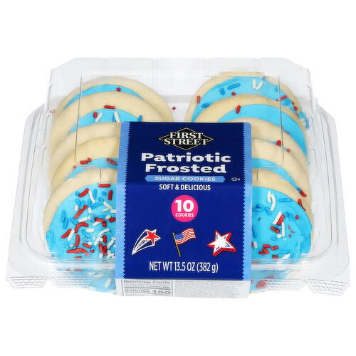 First Street Sugar Cookies, Patriotic Frosted, Soft & Delicious