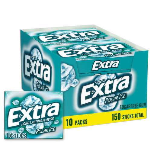 Extra EXTRA Polar Ice Sugar Free Chewing Gum Slim Packs, 10 Pack Bulk Packs
