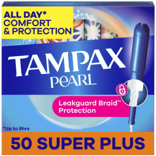 Tampax Pearl Tampons with LeakGuard Braid, Super Plus