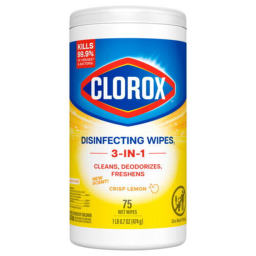 Clorox 3-In-1 Crisp Lemon Disinfecting Wipes