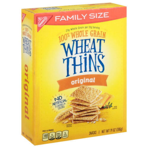 Wheat Thins Snacks, 100% Whole Grain, Original, Family Size