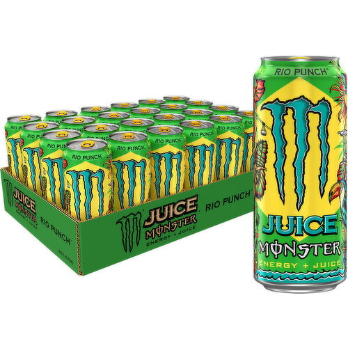 Juice Monster Monster Energy Juice, Rio Punch, Juice + Energy Drink, 24 Pack - 16 Fl Oz