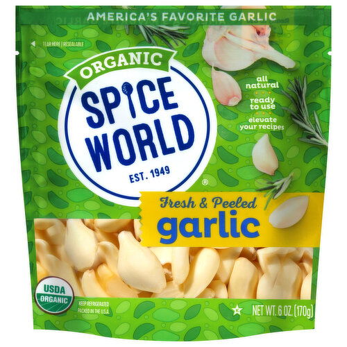 Spice World Organic Fresh & Peeled Garlic